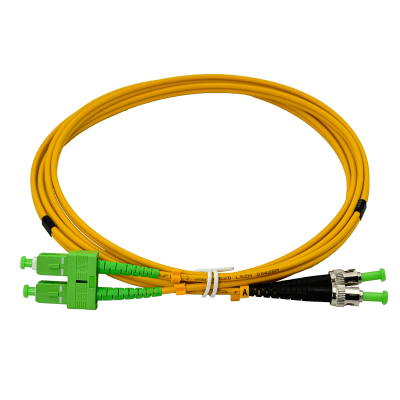 JFSAU2. Cable de interconexión de fibra óptica monomodo dúplex SC/APC a ST/APC de 2 metros, núcleo de 9/125 µm y cubierta de 3 mm