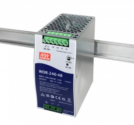 WDR-240-48 MEANWELL 180-550VAC 48VDC 240W 5A Ancho-63mm Carril-DIN Fuente de Alimentación