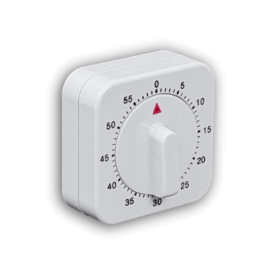 60MIN Temporizador 60 minutos mecanico Alarma-Campana Plastico Blanco