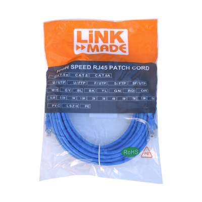 C6AA-100. LINKMADE 10 metros Cat6a U/FTP Azul LSZH Cable de Conexión Moldeado Multihilo