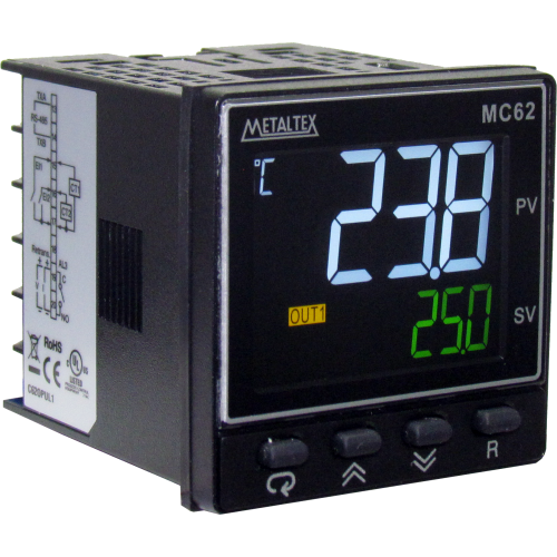 Controlador de temperatura universal 48x48mm 100-240VAC serie MC62 - NO - 1 Salida SSR 5V + 2 Alarma Relé