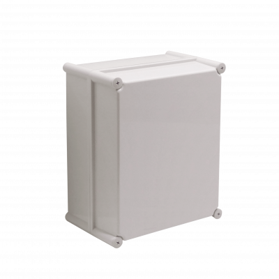 TJ-AG-3428-1. Caja plástica TIBOX de 340 x 280 x 180 mm con tapa gris, placa de montaje incluida, protección IP66 y certificación RoHS