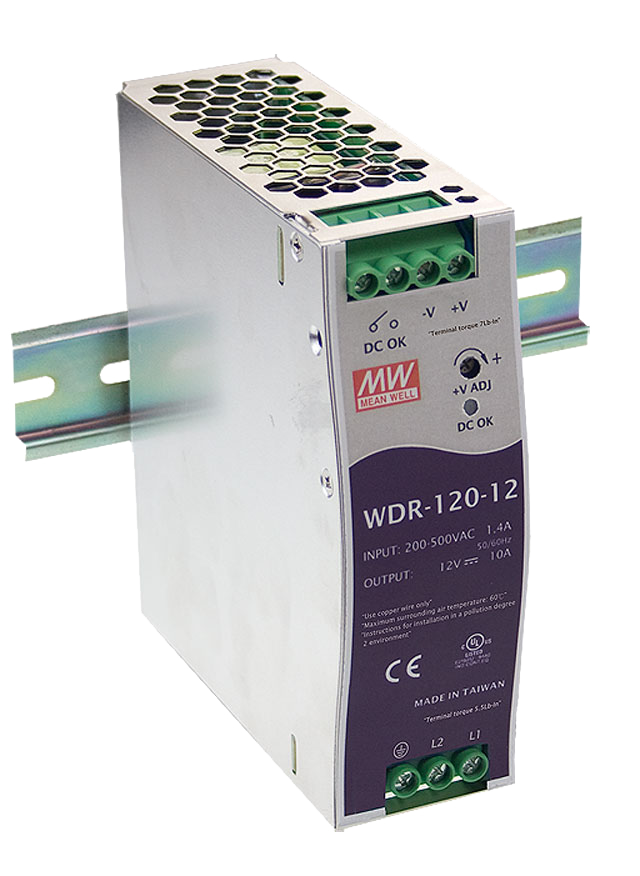 Fuente de poder Riel DIN Bifásica 120W WDR-120 - 12V