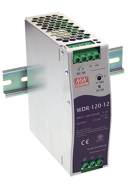 Fuente de poder Riel DIN Bifásica 120W WDR-120 - 12V