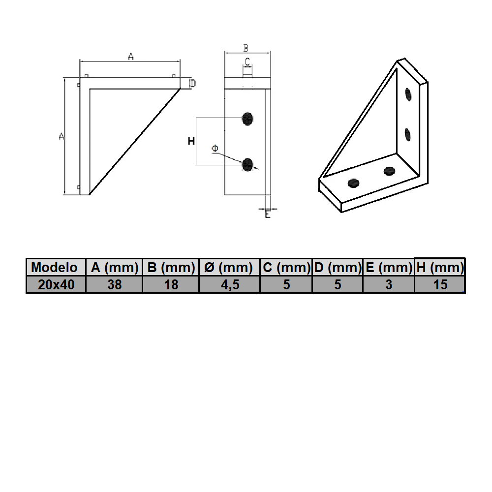 Escuadras de 90 grados rectangulares para perfil TSLOT con tornillos, arandelas y tuercas deslizantes (Conjunto de 25 piezas)