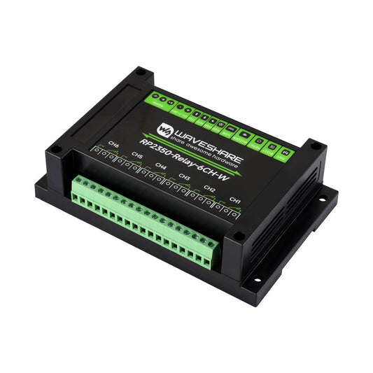 Unidad de Conmutación Automatizada RP2350 WiFi de 6 Canales Comunicación RS485 + Accesorio HAT Pico y Perfil de Instalación