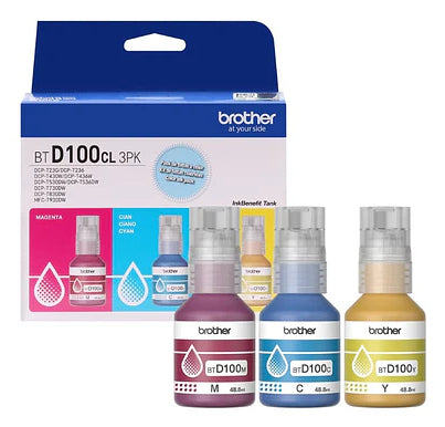 Brother BTD100CL3PK cartucho de tinta 3 pieza(s) Original Rendimiento estándar Cian, Magenta, Amarillo