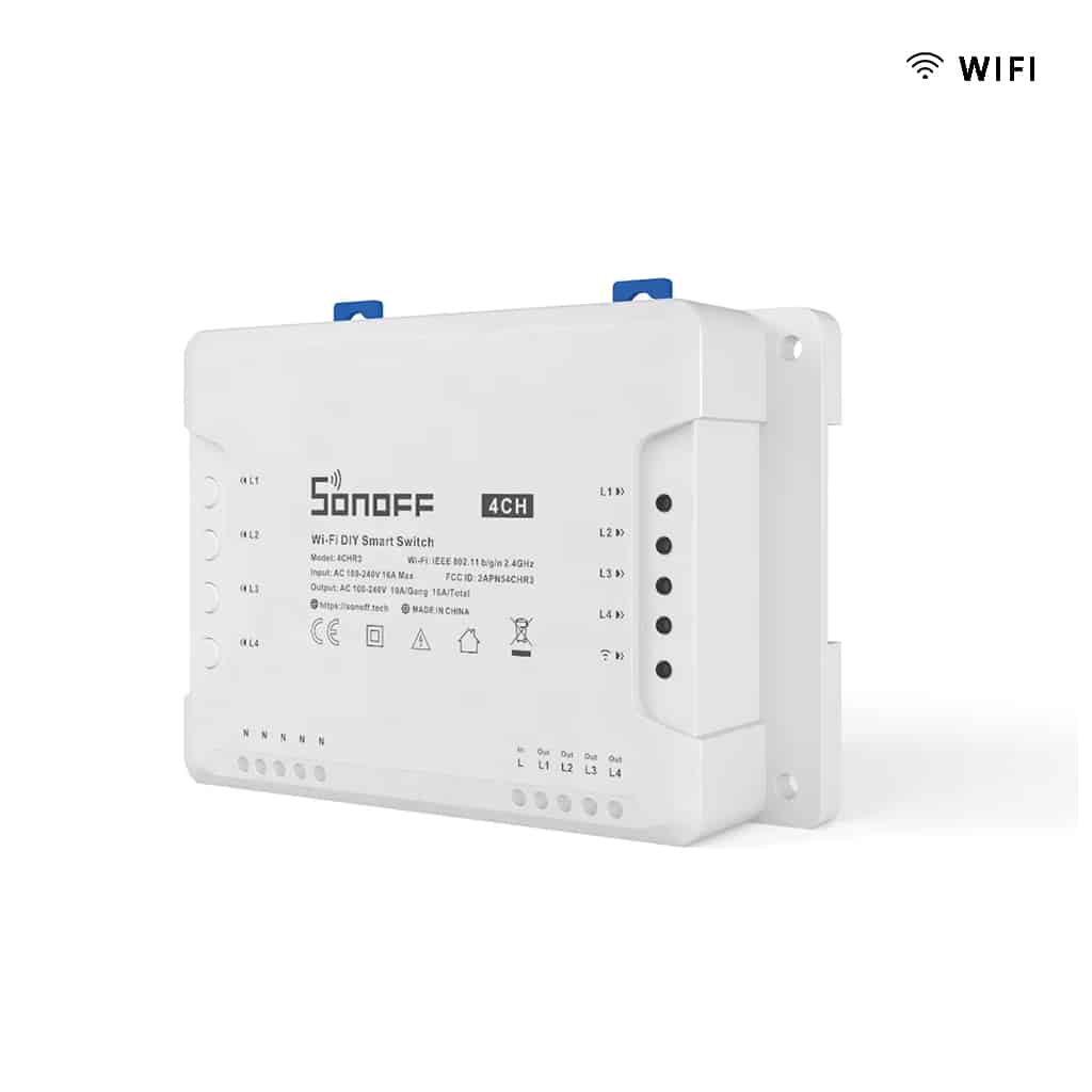 Controlador WiFi modular Sonoff de 4 vías R3