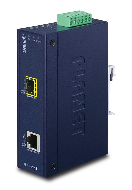 Conversor de Medios Industrial 10/100Base-TX a 100Base-FX SFP