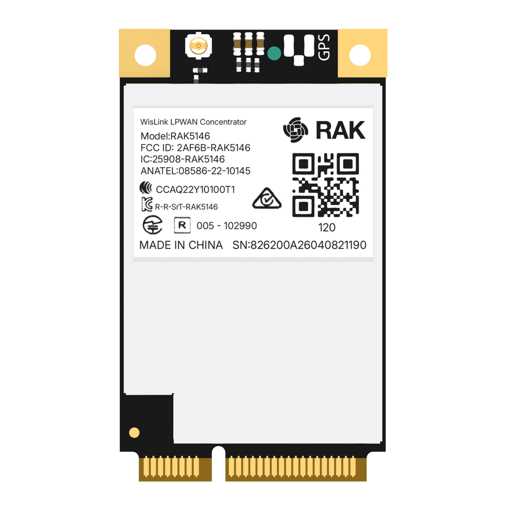 RAK5146 Gateway Concentrator Module for LoRaWAN® SX1303 - SPI / sin LBT / con GPS