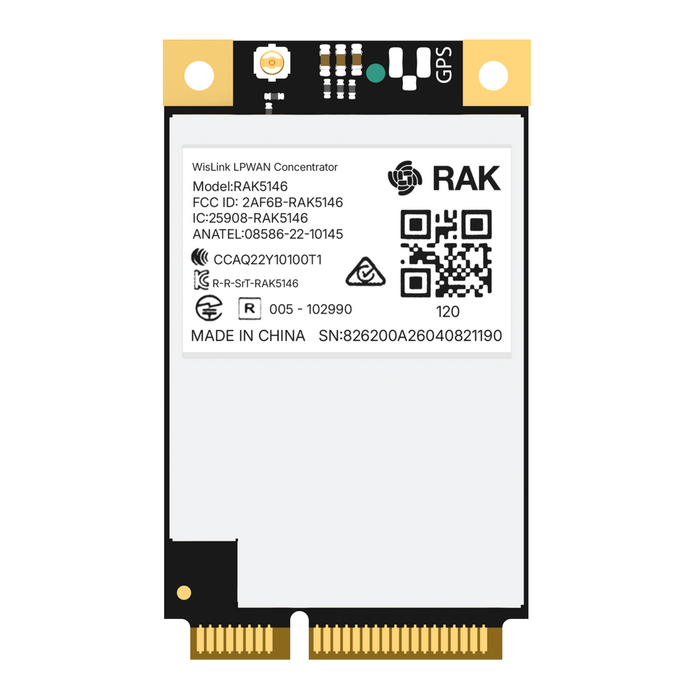 RAK5146 Gateway Concentrator Module for LoRaWAN® SX1303 - SPI / sin LBT / sin GPS