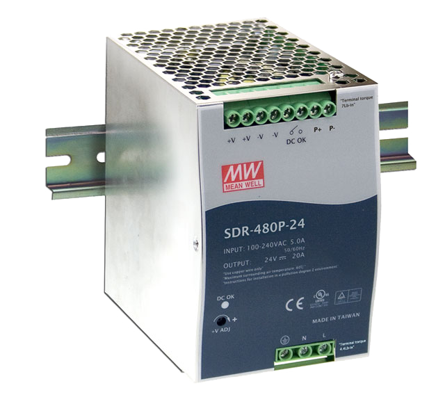 Fuente de poder Riel DIN paralela 480W metal SDR-480P - 24V
