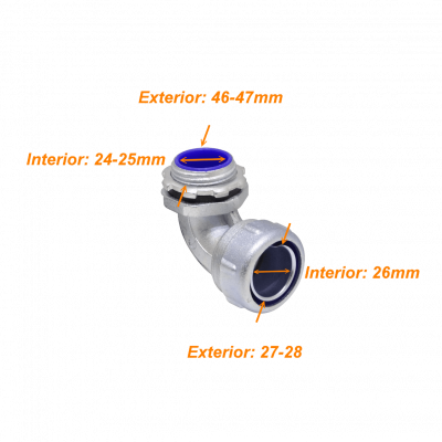 M01-SAC Conector Codo Metálico 1-Pulgada Prensaestopas para Tubo Flexible Aislante IP65