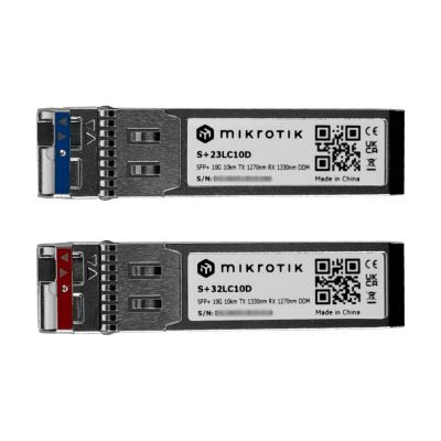 S+2733LC10D MIKROTIK 10G 1-LC 10km Par de módulos SFP WDM bidireccional 1270nm/1330nm con DDM