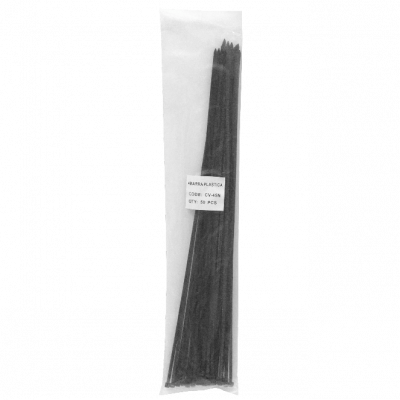 CV-45N. Brida plástica de nylon color negro, 50 unidades, dimensiones 4,8 x 500 mm (largo 500 mm, ancho 4,8 mm)