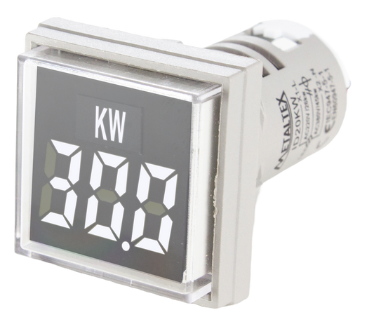 Indicador Digital Potencia Instantánea KW, 220/380VCA, 22mm, cuadrado, color Blanco