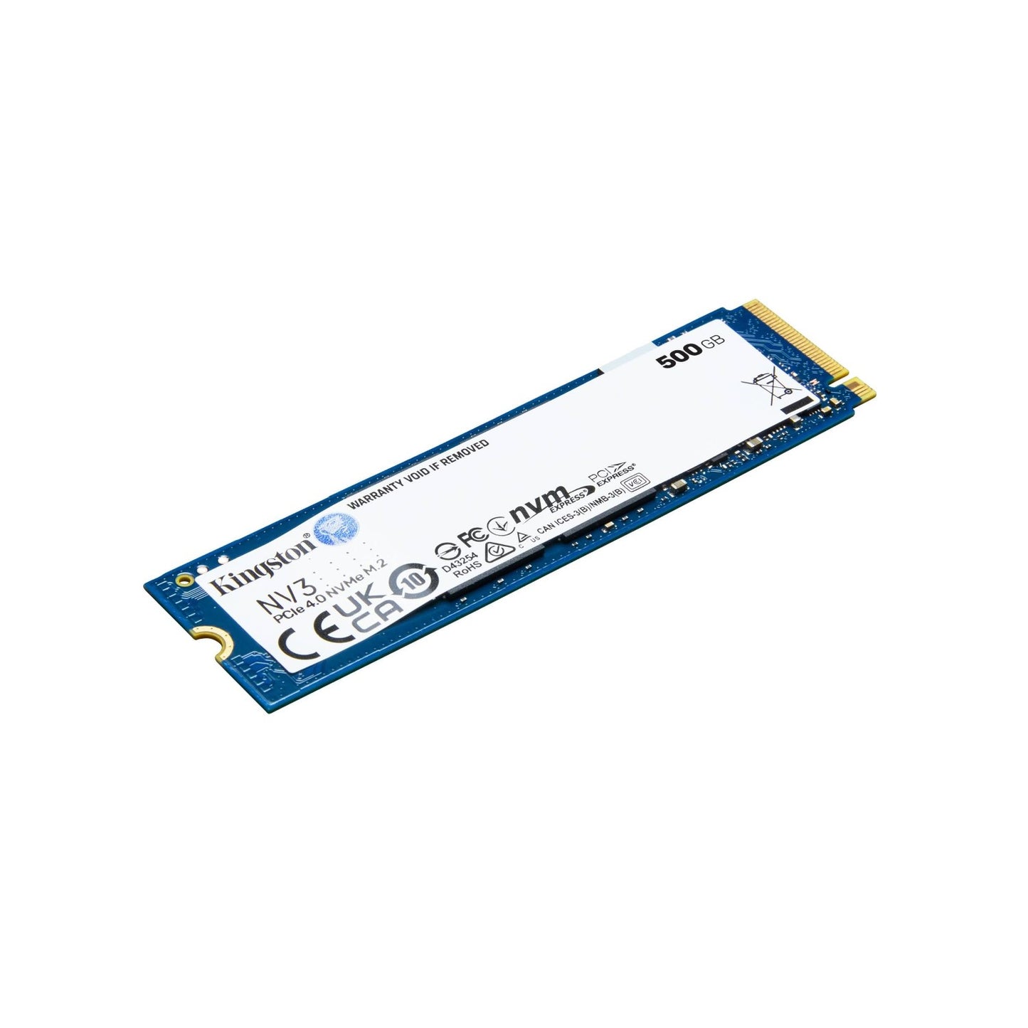 Almacenamiento SSD Kingston NV3 500GB Formato M.2 2280 Interfaz NVMe PCIe 4.0 x4, Velocidad de Lectura 5000MB/s y Escritura 3000MB/s