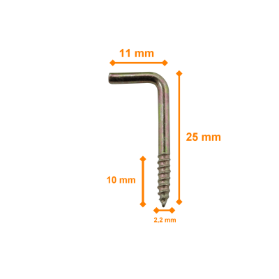 CANC-R25. Paquete de 144 cáncamos rectos rosca M2.2 de 2,2x10 mm, longitud total de 25 mm y anilla de 11 mm