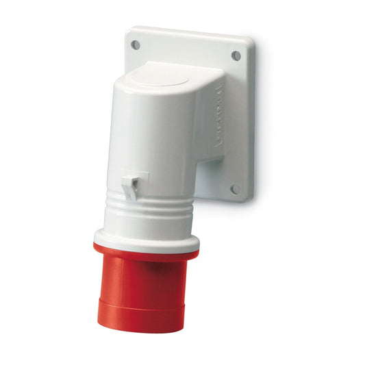 ENCHUFE MACHO S/PUESTO 3P+N+T IP44 32A 6h 346-415,  SALIDA 90° FIJACION 70X87mm