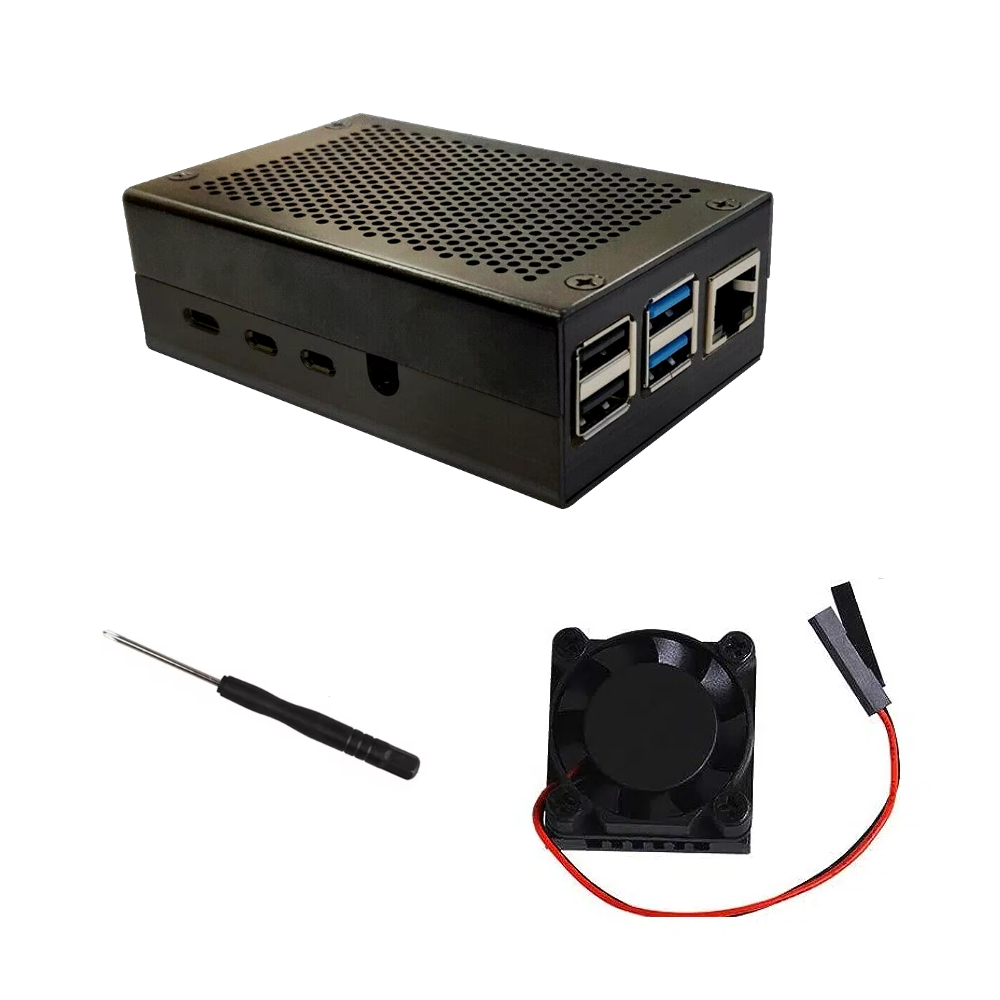 Carcasa Metálica para Raspberry Pi 4 B Equipada con Sistema de Refrigeración