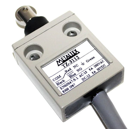 Fines de carrera metálico con cable 3A/250VCA SPDT serie TZ3 - Pistón con roldana