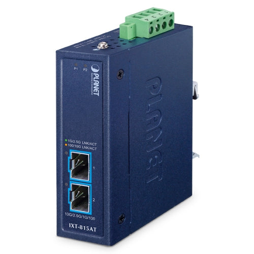 Convertidor de Medios Industrial 2 Puertos 10G/2.5G/1G/100BASE-X SFP+ IXT-815AT PLANET