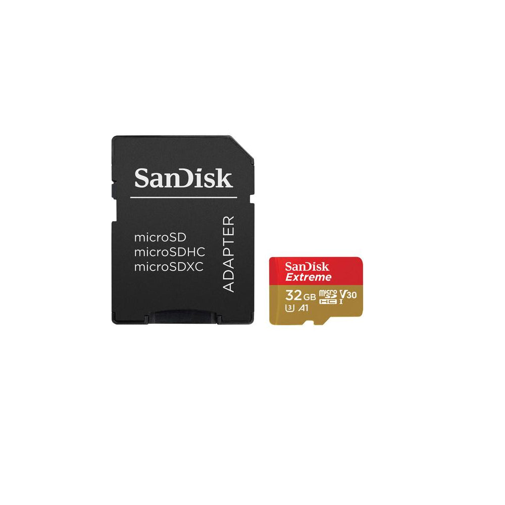 Tarjeta de Almacenamiento MicroSD 32GB Sandisk Extreme, Clase U3 V30 Compatibilidad 4K, Velocidad Lectura 100MB/s Velocidad Escritura 60MB/s