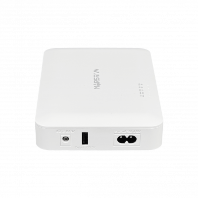 DC-UPS-16 sistema de alimentación ininterrumpida DC de 72Wh y 2Ah, entrada 100-240VAC, 2 salidas 100 (1 PoE24), clavija de salida 12/9/5V y salida USB 5V