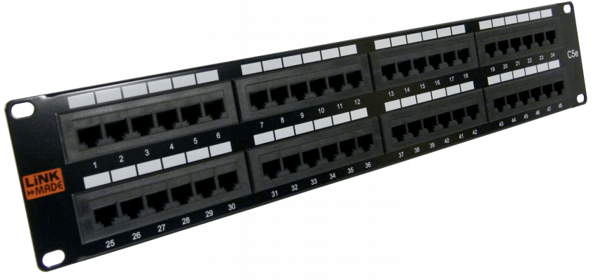 PP548L LINKMADE 48 puertos RJ45 CAT5E UTP Panel de parcheo 2U Certificación UL
