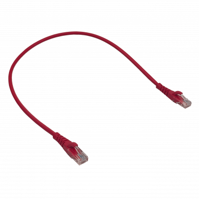 CPR-05-4. LINKMADE Lote de 4 latiguillos de red RJ45 de 50 cm, categoría 5E, color rojo, cubierta LSZH, cable multifilar moldeado.