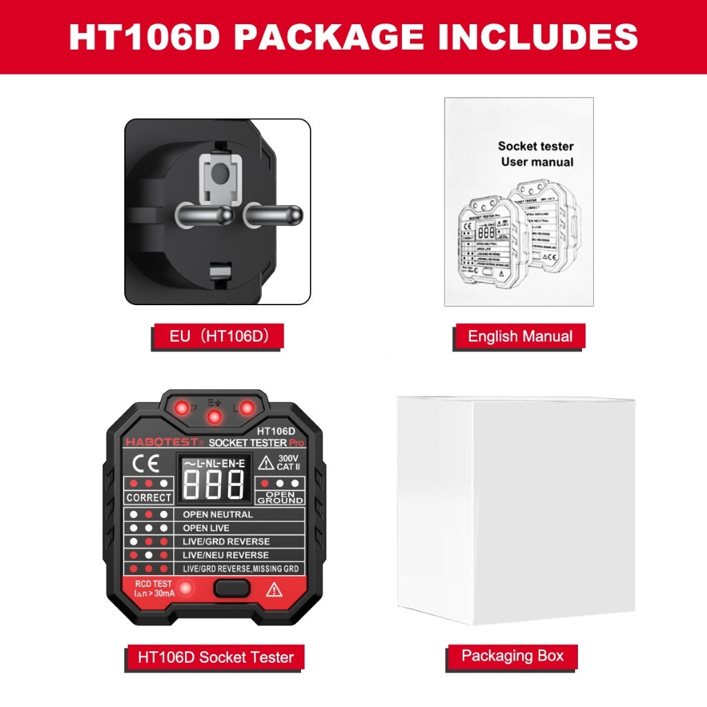 Verificador de Tomas de Corriente HT106D