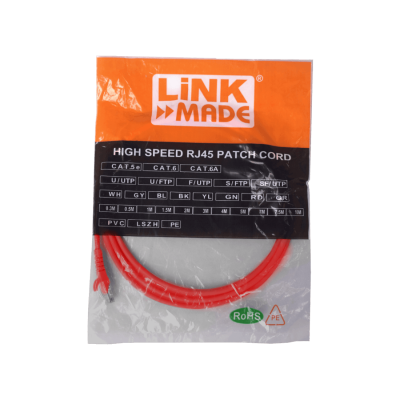 CP6CR-20L LINKMADE Cable de Red Cruzado Cat6 Rojo U/UTP 2 Metros Patch Cord CrossOver 568A/568B