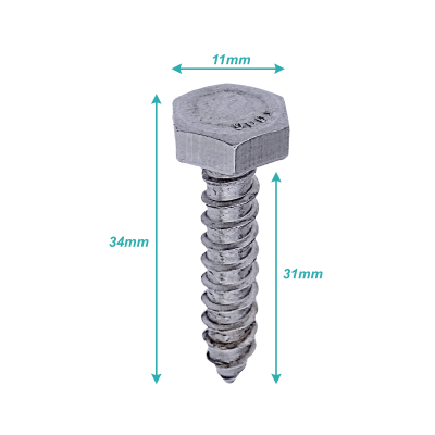 YUF6-10. 100 unidades. Tornillo para madera de acero inoxidable 1/4-10 X 1-1/4 pulgadas 604840001