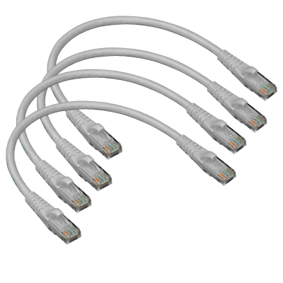 CP6G-03-4. LINKMADE Pack de 4 Cables Patch CAT6 Gris LSZH 30cm Moldeados Multifilar 4x0,3m