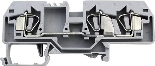 Bornera riel din 6mm² libre mantenimiento con resorte delantero BM6 - 2 vías - Gris