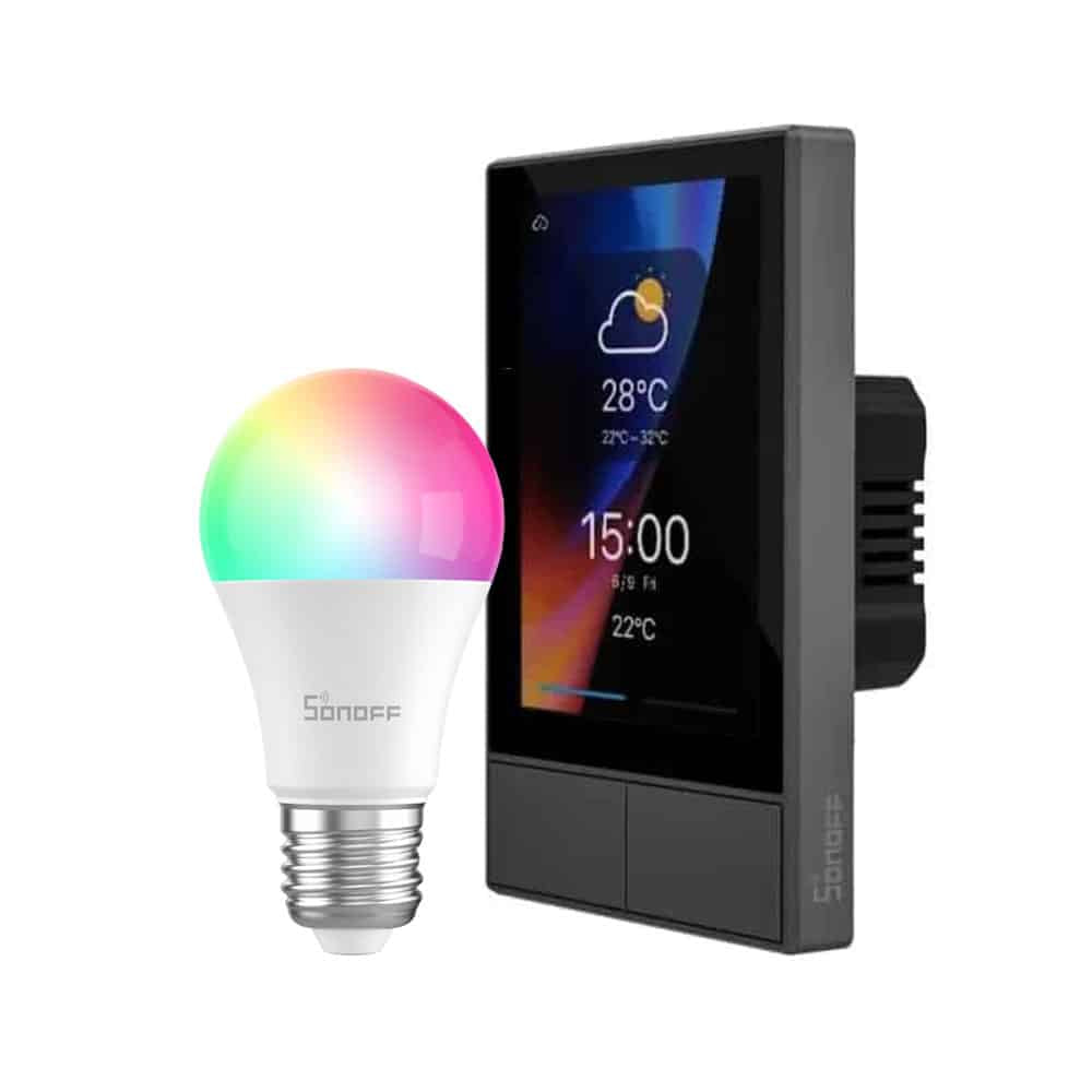 Paquete Panel de Control Sonoff NS + Bombilla WiFi LED Multicolor Sonoff B05