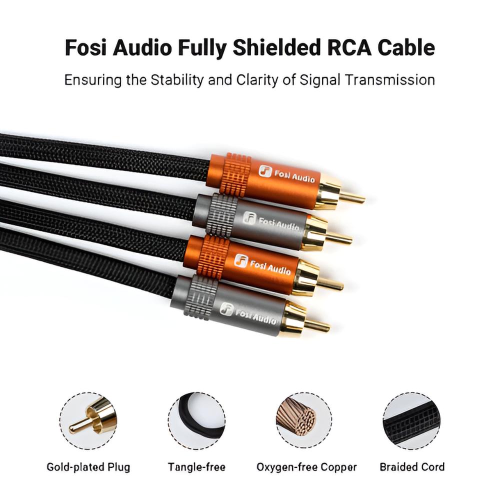 Pareja de Conectores RCA de 30cm para Equipos de Sonido – Fosi Audio