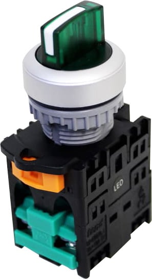 Selector plástico 3 posiciones iluminado 2NA 22mm serie TN2 - Verde - Piloto LED 24VAC/DC