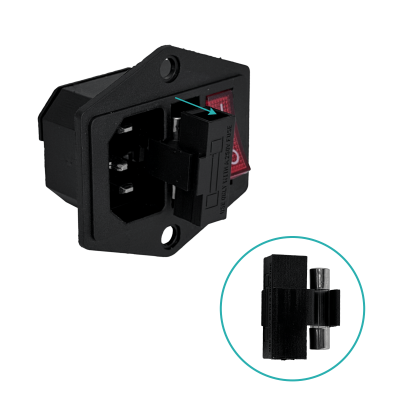 C14P Conector de Alimentación C14 con Interruptor y Portafusible-3A Fijación por Tornillos 220Vac 10A