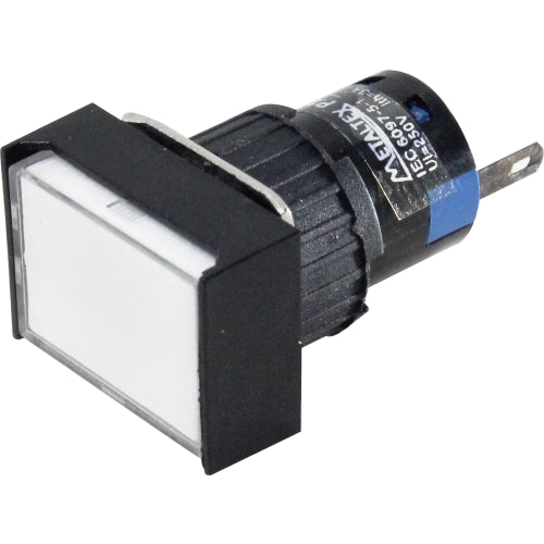Luz piloto rectangular plástico 16mm Serie P16 - Naranjo - Piloto LED 12VAC/DC