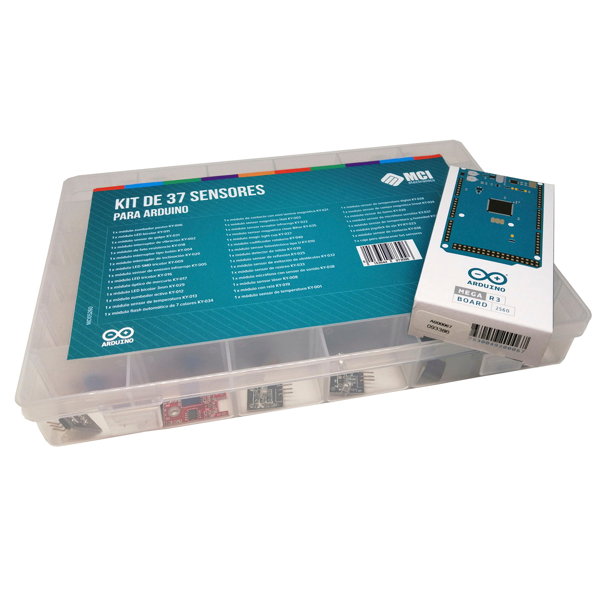 Placa Arduino Mega + Set de 37 Módulos Sensores