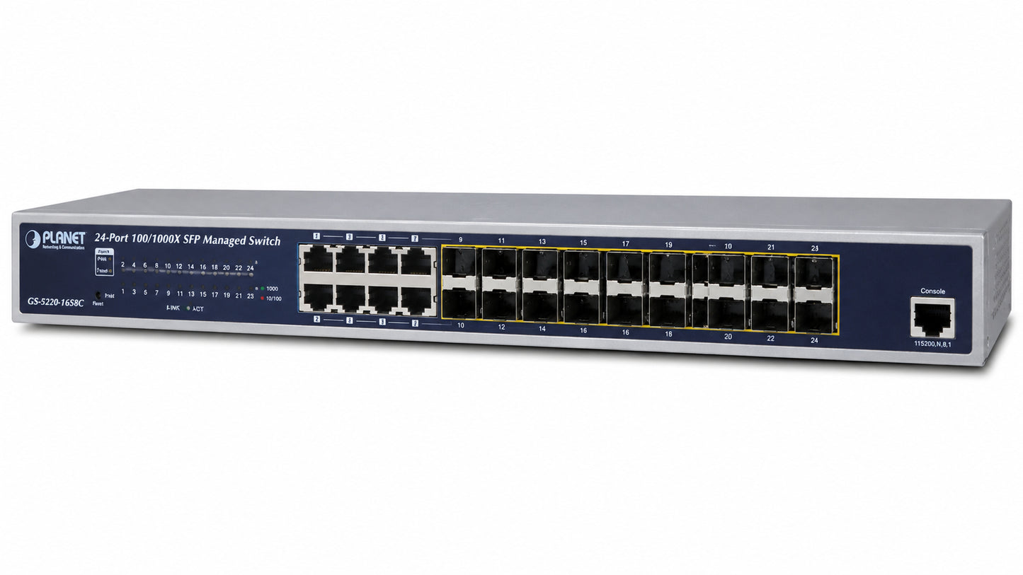 Switch L2+ 24 Puertos 100/1000X SFP + Switch Administrado TP Compartido de 8 Puertos (Descontinuado)