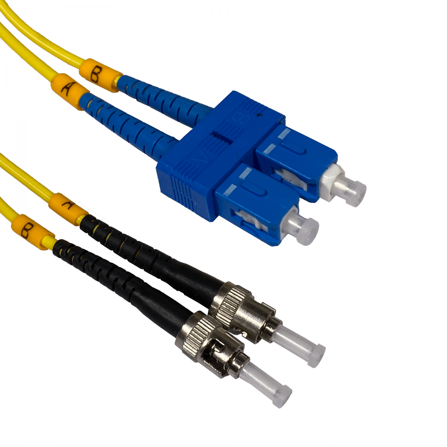 JFSTC1. Cable puente de fibra óptica monomodo SM dúplex ST/UPC a SC/UPC de 1 metro, 9/125 µm, diámetro 3 mm