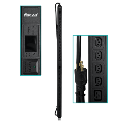 FPD-3012 FORZA Vertical 6000W 24-C13 6-C19 Display LCD 2-Medición/Volt-Amp