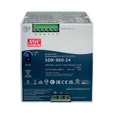 SDR-960-24. MEANWELL 24VDC 960W 40A Regulable Ancho-110mm Riel-DIN Fuente-Alimentación
