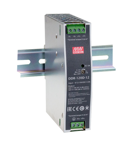 Conversor DC-DC riel DIN 120W DDR-120 - 67.2 a 154VDC - 48V