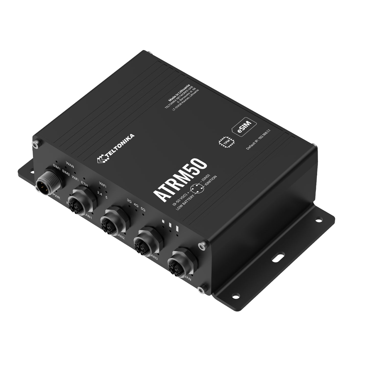 Dispositivo de Enrutamiento Celular Industrial Teltonika ATRM50 5G eSIM/Dual SIM para Movilidad