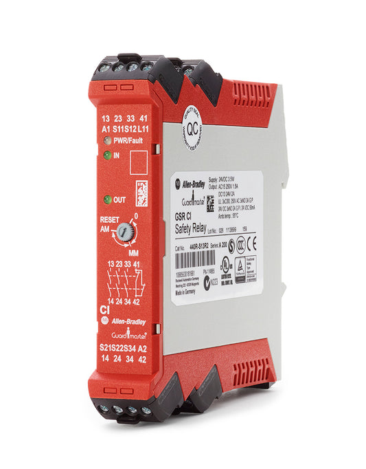 Guardmaster Compatibility Input Safety Relay (CI), 1 Dual Channel Universal Input, 1 N.C. Immediate Auxiliary Outputs