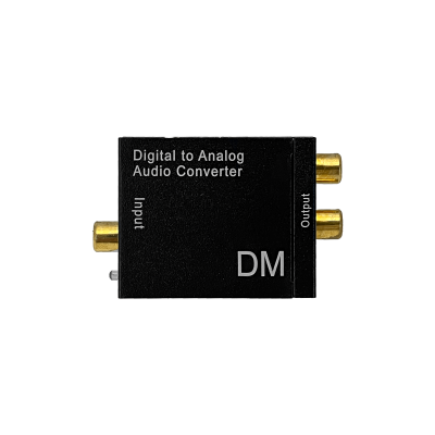 TOSLINK-RCA Convertidor de Señal de Audio Óptica/Toslink o Coaxial a 2 Conectores RCA Hembra, 51x42x26mm, Alimentación 5V