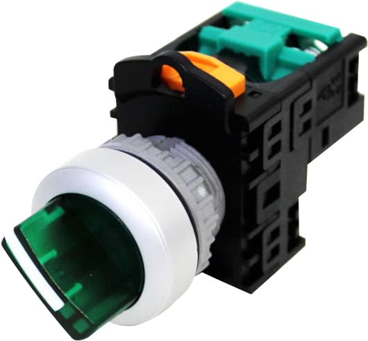 Selector plástico 2 posiciones iluminado 1NA 22mm serie TN2 - Naranjo - Piloto LED 220VAC/DC